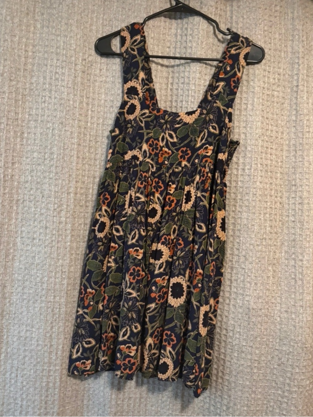 NATURAL LIFE Navy Floral Mini Dress with Olive and Peach Details